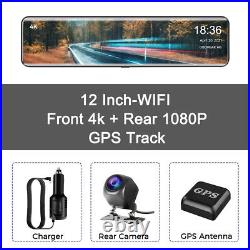 4K Dash Camera Front and Rear Dual Channerls View Mirror Dashcam with Wifi GPS