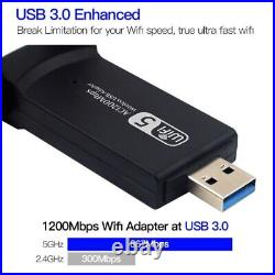 Lot of 100 USB 3.0 Cards Dual Band 1200Mbps USB WiFi Adapter Long Range Antennas