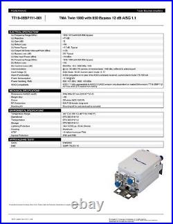 Powerwave Technologies Bypass Twin TT19-08BP111-001 TMA1900/850 1850-1910MHz