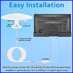 RV TV Antenna Amplified Digital HD TV Antenna with Long Range Reception, White