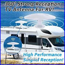 RV TV Antenna Amplified Digital HD TV Antenna with Long Range Reception, White